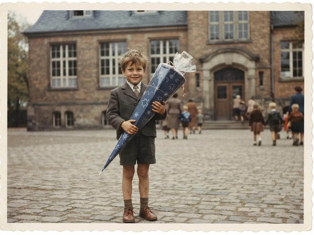 Dasselbe Einschulungsfoto nach dem Auffrischen der Farben mit Fotokiste